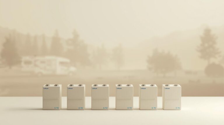 Best RV LiFePO4 Batteries comparison banner with lithium batteries and RV boondocking scene