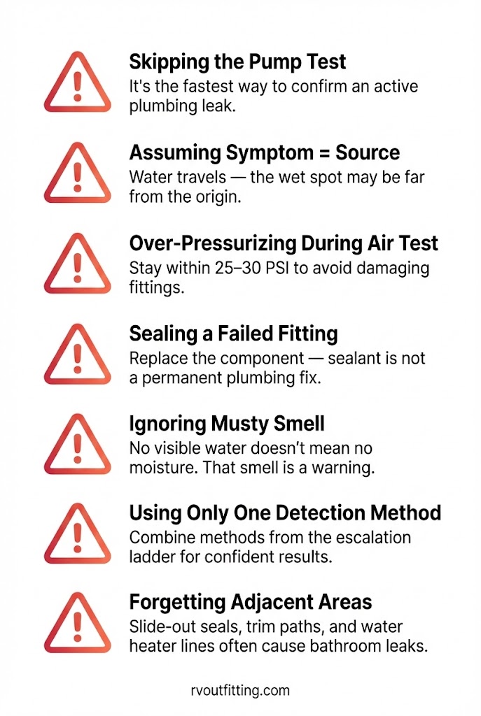 Mistakes to avoid when finding RV bathroom leaks