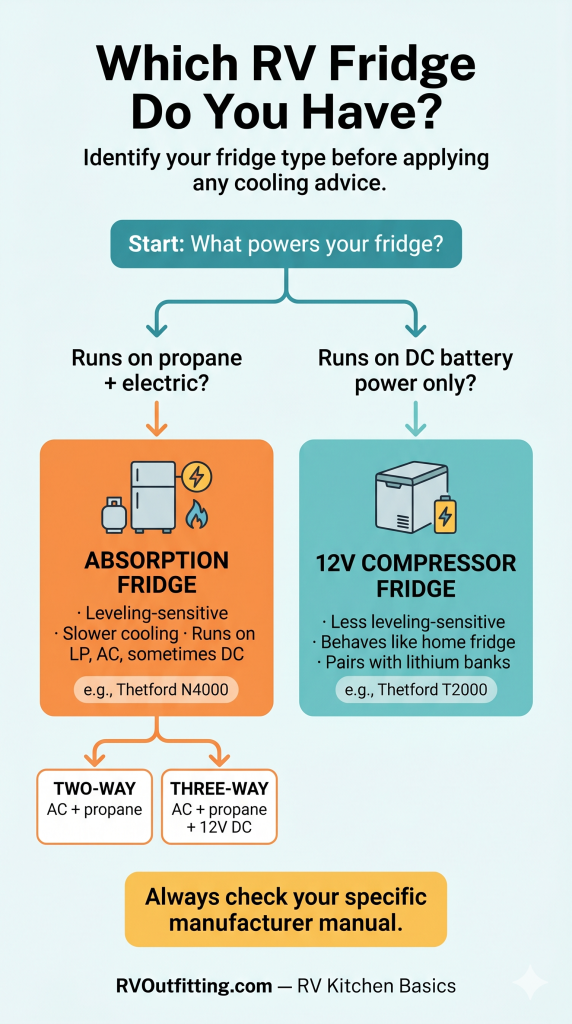 Decision tree showing which RV fridge a reader has and how it behaves